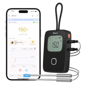 SONOFF Meat Thermometer, Wireless Meat Thermometer for Smoker Oven, Digital Grill Thermometer with 2 Probes, Timer Mode,Smart LCD Backlight,Notification Alert,BBQ Thermometer