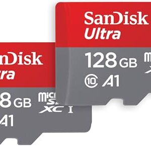 SanDisk 128GB (2-Pack) Ultra microSDXC UHS-I Memory Card (2x128GB) with Adapter – SDSQUAB-128G-GN6MT [New Version]