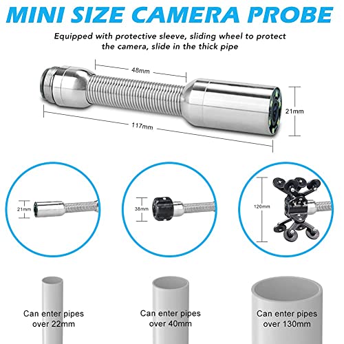 Sanyipace Sewer Camera 165FT/50M with WiFi Wireless Transmission, Drain Camera with Lights, Pipe Sewer Scope Inspection Camera with IP68 Waterproof Camera Probe, 7" Color Screen, Camera Guide Wheel - Image 5
