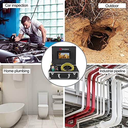 Sanyipace Sewer Camera 165FT/50M with WiFi Wireless Transmission, Drain Camera with Lights, Pipe Sewer Scope Inspection Camera with IP68 Waterproof Camera Probe, 7" Color Screen, Camera Guide Wheel - Image 6