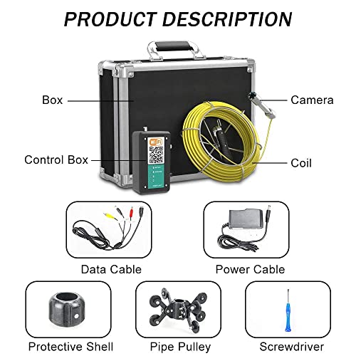 Sanyipace Sewer Camera 165FT/50M with WiFi Wireless Transmission, Drain Camera with Lights, Pipe Sewer Scope Inspection Camera with IP68 Waterproof Camera Probe, 7" Color Screen, Camera Guide Wheel - Image 7