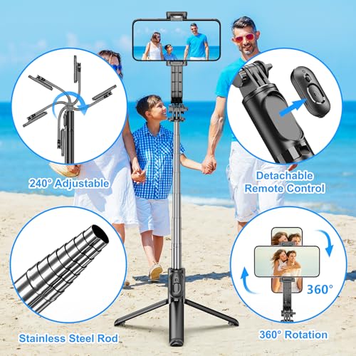SelfieShow Selfie Stick, Extendable Selfie Stick Tripod with Wireless Remote and Tripod Stand, Portable, Lightweight, Compatible with iPhone 15 14 13 12 Pro Xs Max X 8Plus, Samsung Smartphone and More - Image 3