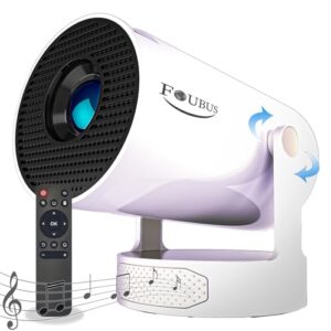 [Short Throw/Built-in-Apps]FOUBUS HIFI Mini Projector,1080P Full HD Portable Projector with Wifi and Bluetooth 5.4,Auto Keystone,35″-130″ Screen,Smart Projector 4K Android11 with HIFI Speaker