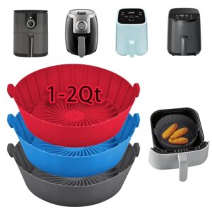Silicone Air Fryer Liners Reusable for 1-2qt Air Fryers, 3 Pack Non-Stick Round Parchment Paper AirFryer Liner Compatible with Ninja Mini, Instant Vortex 2 QT, CHEFMAN Small, COSORI Small