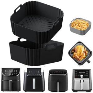 Silicone Air Fryer Liners for Ninja Pro XL AF141 AF140 AF181 AF180,2Pack 8.8inch Square Airfryer Silicone Liners Reusable Basket for Cosori,Chefman,Instant Pot,PHILIPS,Other 5-8QT Air Fryer