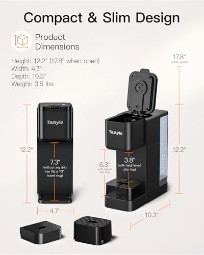 Single Serve Hot & Iced Coffee Maker with Strong Brew, 40oz Removable Reservoir, 6 Brew Sizes, Compatible with K Cup and Grounds, Compact for Home, Office, RV and Dorm, Black (2.0 Version) - Image 3