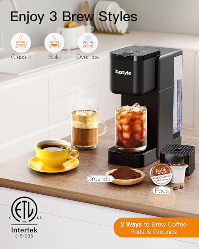 Single Serve Hot & Iced Coffee Maker with Strong Brew, 40oz Removable Reservoir, 6 Brew Sizes, Compatible with K Cup and Grounds, Compact for Home, Office, RV and Dorm, Black (2.0 Version) - Image 4