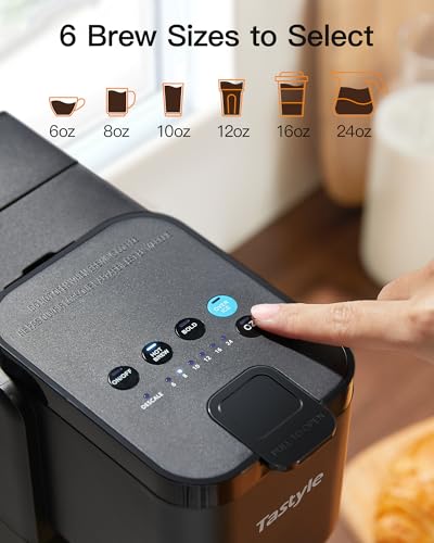 Single Serve Hot & Iced Coffee Maker with Strong Brew, 40oz Removable Reservoir, 6 Brew Sizes, Compatible with K Cup and Grounds, Compact for Home, Office, RV and Dorm, Black (2.0 Version) - Image 6