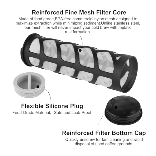 Sivaphe Large Ice Cold Coffee Maker 2 Quart, Dishwasher Safty Traitan Carafe Pitcher Leak Proof, Reusable Filter 64 oz Iced Hot Coffee Tea Method Brewer - Image 7