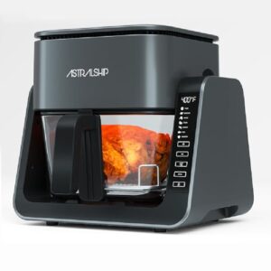 Small Air Fryer for Countertop, 2‑in‑1 Glass Air Fryer & Grill Pan Combo, 4.2 QT + 1.3 QT, glass air fryer Non Toxic, Digital Presets, Healthy Cooking, Portable, Non‑Stick, Multi‑Function