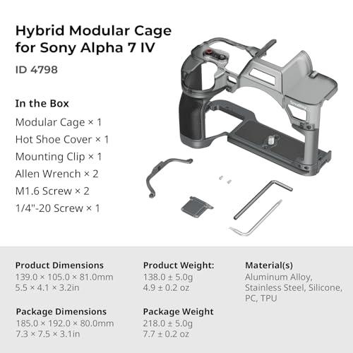 SmallRig A7 IV Hybrid Modular Cage Only for Sony Alpha 7 IV, Full-Cover Protection Camera Case with Ergonomic Grip and Integrated Plate for Arca-Swiss - Image 8