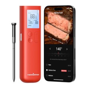 Smart Bluetooth Wireless Meat Thermometer, 10X Enhanced Sub-1G Signal and Stability, Standalone Display Base, Certified Accuracy ±0.5°F, WiFi Unlimited Range for BBQ, Oven, Smoker, Grill