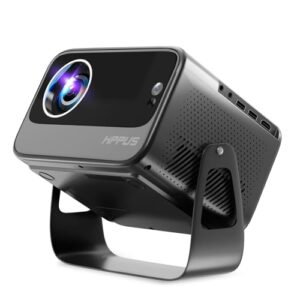Smart Projector with WiFi and Bluetooth,Built-in Apps Auto Focus & Keystone,1080P Full HD,Ceiling Movie Outdoor Projector Compatible with TV Stick Smartphone/HDMI/USB(Grey）