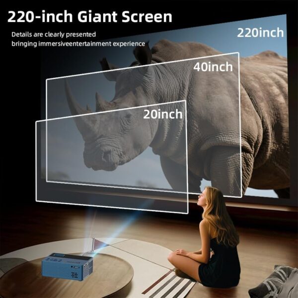 Smart support for 4K projectors,Comes with a mini stand ,Mini Projector with Stereo Speaker,1080P Full HD Portable Projector, Compatible with TV Stick Smartphone/ pc/USB (No Apps) - Image 6