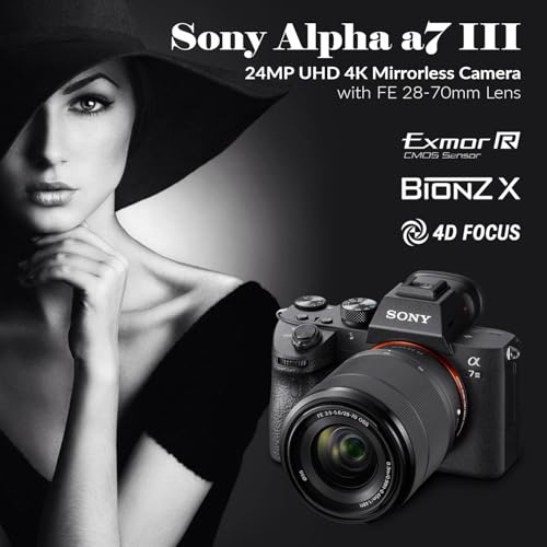 Sony Alpha a7 III Mirrorless Digital Camera with FE 28-70mm Lens - Bundle, Shoulder Bag, 64GB SD Card, Card Reader, SD Card Case, PC & Mac Software Kit, Extra Battery, 55mm Filter Kit - Image 3