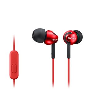 Sony Deep Bass Earphones with Smartphone Control and Mic – Metallic Red