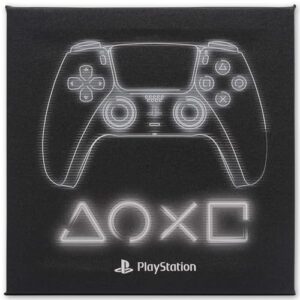 Sony PlayStation White Controller Gallery Wrapped Canvas Wall Decor – PlayStation Wall Art for Game Room or Teen Bedroom