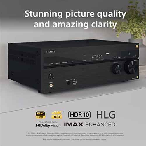 Sony STR-AN1000 7.2 CH Surround Sound Home Theater 8K A/V Receiver: Dolby Atmos, DTS:X, Digital Cinema Auto Calibration IX, Bluetooth, WiFi, Google Chromecast, Spotify connect, Apple AirPlay, HDMI 2.1 - Image 4