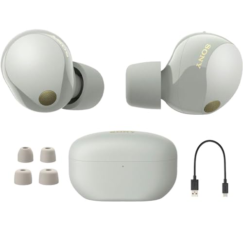 Sony WF-1000XM5 Industry Leading Noise Canceling Truly Wireless Earbuds (Silver) Bundle with Silicone Case (Black), Memory Foam Ear Tips, USB-A to USB-C Cable & 1 YR CPS Enhanced Protection Pack - Image 3