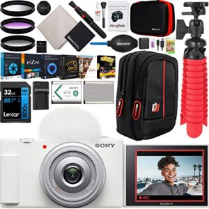 Sony ZV-1F Vlog Camera with 4K Video & 20.1MP for Content Creators and Vloggers White ZV-1F/W | Official Sony USA Partner Model | Bundle with Deco Gear Case + Extra Battery + Filter Kit & Accessories