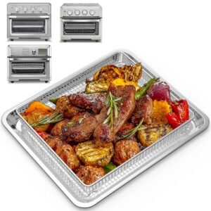 Stainless Steel Air Fryer Basket and Tray for Cuisinart Air Fryer TOA-60/TOA-65/TOA-70 Oven, Air Fryer Tray Replacement Set, Air Fryer Basket for Oven, Air Fryer Pan, Air Fryer Accessories for Oven