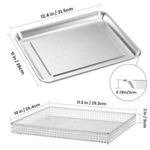 Stainless Steel Baking Tray Pan and Air Fryer Basket Compatible with Cuisinart Airfryer TOA-060 and TOA-065，for Convection Toaster Oven (with Cuisinart Airfryer TOA-060 and TOA-065)