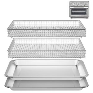 Stainless Steel Baking Tray Pan and Air Fryer Basket Compatible with Cuisinart Airfryer TOA-060 and TOA-065 (With Cuisinart Air Fryer Models TOA-060 and TOA-065)