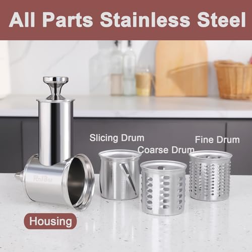 Stainless Steel Slicer Shredder Attachment for KitchenAid Stand Mixer, Large Salad Machine with Vegetable Slicer Cheese Grater Attachments for Kitchen Aid, Dishwasher Safe by Rafbar - Image 6