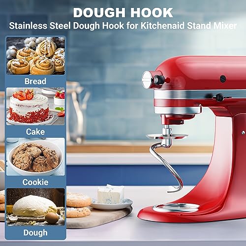 Stainless Steel Spiral Dough Hook for Kitchenaid Stand Mixer, 4.5 Qt - 5 Qt Tilt-Head Stand Mixer Attachments for Kitchenaid Dough Hook - Dishwasher Safe by Cofun - Image 4