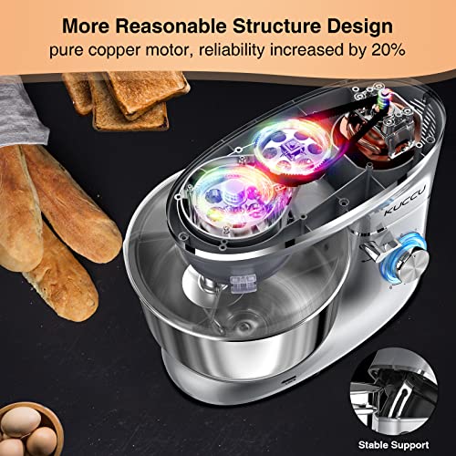 Stand Mixer, 6.5 Qt 660W, 6-Speed Tilt-Head Food Dough Mixer, Kitchen Electric Mixer with Stainless Steel Bowl,Dough Hook,Whisk, Beater, Egg white separator (6.5-QT, Silver) - Image 5