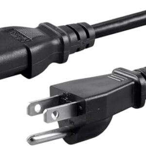 Standard 5ft 10ft 10 Amps 250 Volts Black 3 Prong AC Power Cord Cable for Electronics, TV, Computer, Printer, Radio, Monitor, Samsung, Dell, Vizio, LG, Asus, Laptop and More (10-feet)