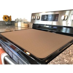 Stove Top Cover for Electric Stove – Silicone Stove Mat for Glass Top, Glass Cooktop Protector, XL Dish Drying Mats For Kitchen,Oven Covers for Electric Stove (Caramel,30 x 21)