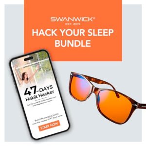 Swanwick CLASSIC DAY & NIGHT MAGNETIC SNAP-ON SET – Premium Blue Light Blocking Glasses, Clear Lens, Block Blue Light from Gaming PC, Smartphone w/FREE $497 Training Course (Tortoise Shell, Regular)