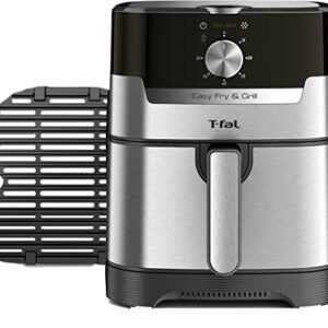 T-fal Easy Fry and Grill Air fryer, Stainless Steel, 4.4Quart/4.2L, Die Cast Grill Plate, Digital Recipe Book