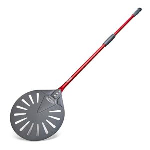 TKC 9″ Perforated Pizza Peel, Professional Aluminum Pizza Turning peel, Long Handle Metal Pizza Spatula for Indoor and Outdoor, Lightweight Non-Stick Pizza Turner – Pizza Oven Accessories RED