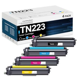 TN223 TN223BK/C/M/Y Toner (4-Pack) – TN223 Toner Cartridge High Yield Replacement for Brother HL-L3270CDW HL-L3230CDW HL-L3210CW HL-L3290CDW Printer