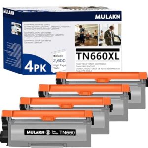 TN660 Toner Cartridge for Brother TN660 TN-660 TN 660 TN630 Compatible with HL-L2300D HL-L2380DW HL-L2320D DCP-L2540DW MFC-L2700DW MFC-L2685DW Printer (4 Black)