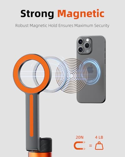 TODI 65" Magnetic Tripod for iPhone with Remote, Selfie Stick for iPhone Magsafe, Cell Phone Tripod Stand for Recording, Travel Tripod Compatible with 16/15/14/13/12 Series - Image 3