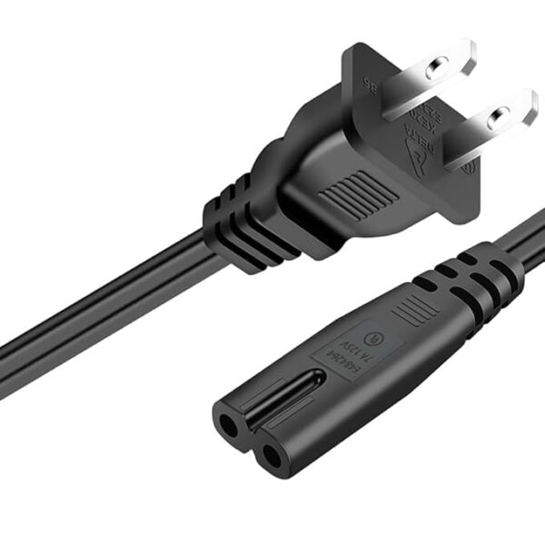 TV Power Cord 2 Prong Compatible with Amazon Fire TV 43" 55" 65" 4 Series Omni Series 4K UHD Smart TVs,Samsung, LG/TCL/Apple LED TVs Replacement Power Cord (6FT)