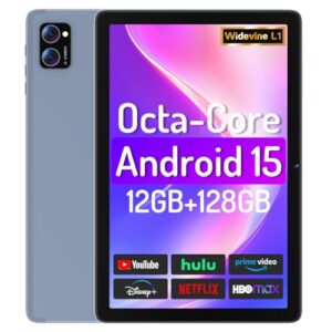 Tablet 10.1 inch Android 15 Tablets, Octa-Core CPU – 12GB RAM 128GB ROM (2TB Expand), 1280×800 HD IPS Touchscreen, 10H Battery | Dual Camera | Widevine L1 | BT5.0 & 5G WiFi Tablet