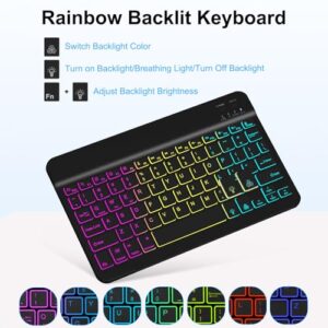 Case with Keyboard for Amazon Fire Max 11 inch (13th Generation, 2023 Release),7 Color Rainbow Backlit Detachable Type-C Charging Keyboard Magnetic Case Pen Holder 13th Gen-Black with Black
