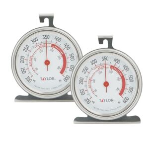 Taylor 5932 Large Dial Kitchen Cooking Oven Thermometer, 3.25 Inch Dial, Stainless Steel, Oven Thermometers, Silver – 2 Pack
