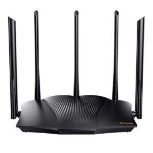Tenda WiFi 6 Gaming Router, AX3000 Dual Band Gigabit Wireless Router for Home, Long Range Coverage with 5 * 6dBi High-Gain Antennas, High Speed with 4 Gigabit Ports, Support WPA3, VPN(RX12Pro)