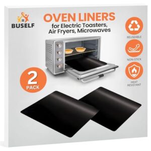 Toaster Oven Liner – Compatible with Breville, Cuisinart, Black & Decker, Dash, and More – Nonstick Heat Resistant Reusable Air Fryer Liners, PFOA & BPA Free, 9×11″, 2 Pack, Black