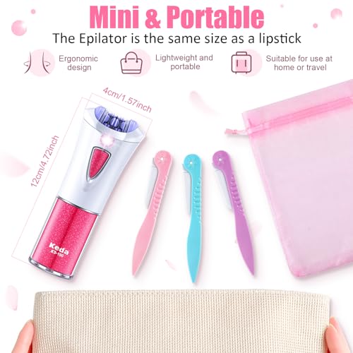Tondiamo 4 Pcs Epilator Hair Removal for Women with Light Smooth Glide Epilator LED Face Hair Facial Remover Epilator Bikini Leg Hair Removal Cordless Razor Epilators for Women Gift - Image 3