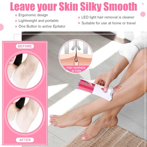 Tondiamo 4 Pcs Epilator Hair Removal for Women with Light Smooth Glide Epilator LED Face Hair Facial Remover Epilator Bikini Leg Hair Removal Cordless Razor Epilators for Women Gift - Image 6