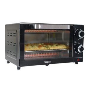 Total Chef Toaster Oven – 4 Slice Toaster Compact Size Conventional Countertop Kitchen Appliance Pequeños Tostador Horno Toast Bread Slices, Bagels, Bake, Pizza, Broil, Black