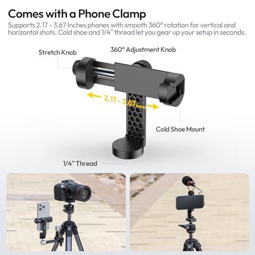 ULANZI Ombra 2 Camera Tripod 61.5 Inch, 360° Ball Head Travel Tripod Stand with Uka Quick Release Plate for DSLR Sony Canon Fujifilm Camera Smartphone Vlogging Photography with Phone Mount Carry Bag - Image 6