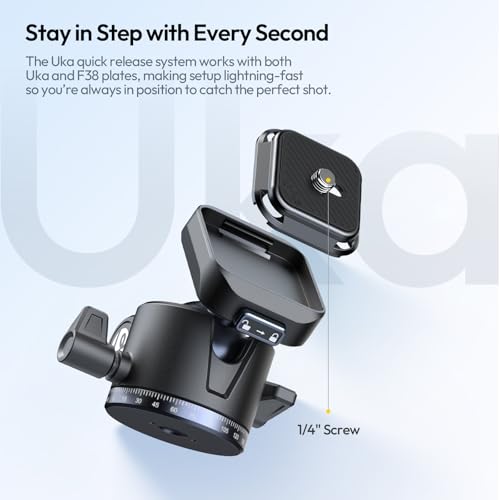 ULANZI Ombra 2 Camera Tripod 61.5 Inch, 360° Ball Head Travel Tripod Stand with Uka Quick Release Plate for DSLR Sony Canon Fujifilm Camera Smartphone Vlogging Photography with Phone Mount Carry Bag - Image 7