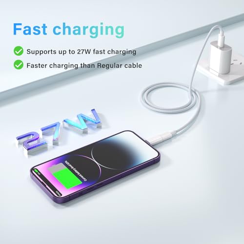 USB C Type C to Lightning Adapter MFi Certified 4 Pack 27W Fast Charging Support Data Sync,Lightning to USB Type C Cable Adapter for iPhone/iPad/for Airpods,with Anti-Lost Loop,Not for Audio/OTG - Image 4